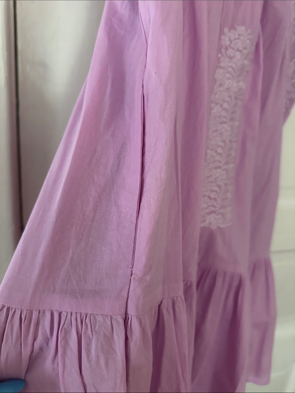 Lilac Embroidered Ruffle Mini Dress - Picture 5 of 5